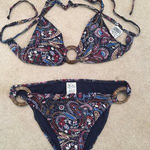 NWOT Lucky Brand Navy Paisley 2 pc bikini